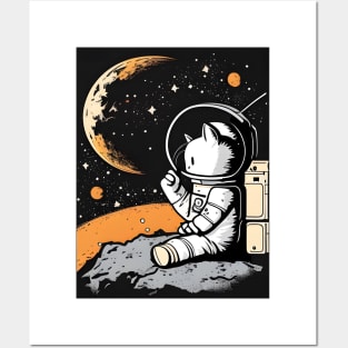 Catronaut Cat Astronaut Deep In Space Cosmic Cat Science Posters and Art